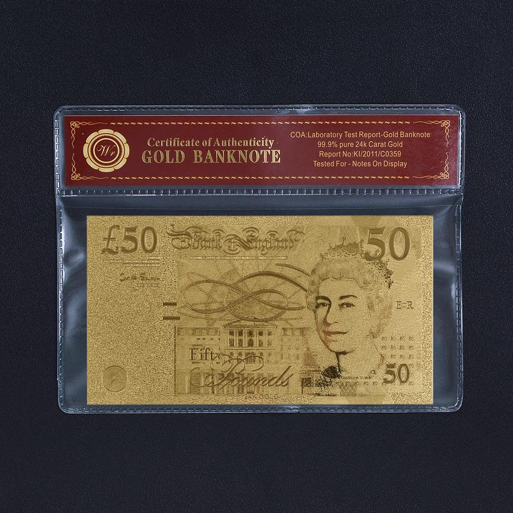 Изображение товара: Поддельные Банкноты WR, золотые банкноты с пластиковой рамкой, серебряные банкноты, британский фунт, реквизит, сувенир, подарок, дропшиппинг