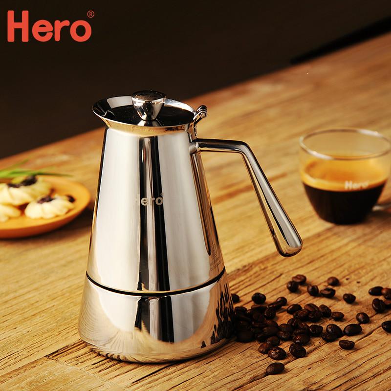 Изображение товара: JRM0055 Hot Hero M06 горшок для кофе мокко из нержавеющей стали Портативный кофейник Бытовая Коммерческая Кофеварка Итальянский Эспрессо