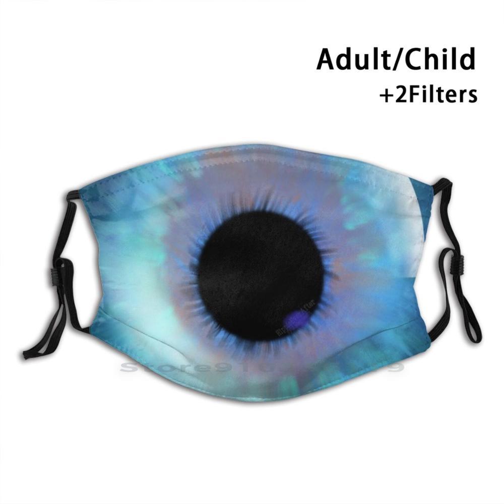 Изображение товара: Многоразовая детская маска для лица с фильтрами, синими глазами и голубыми глазами