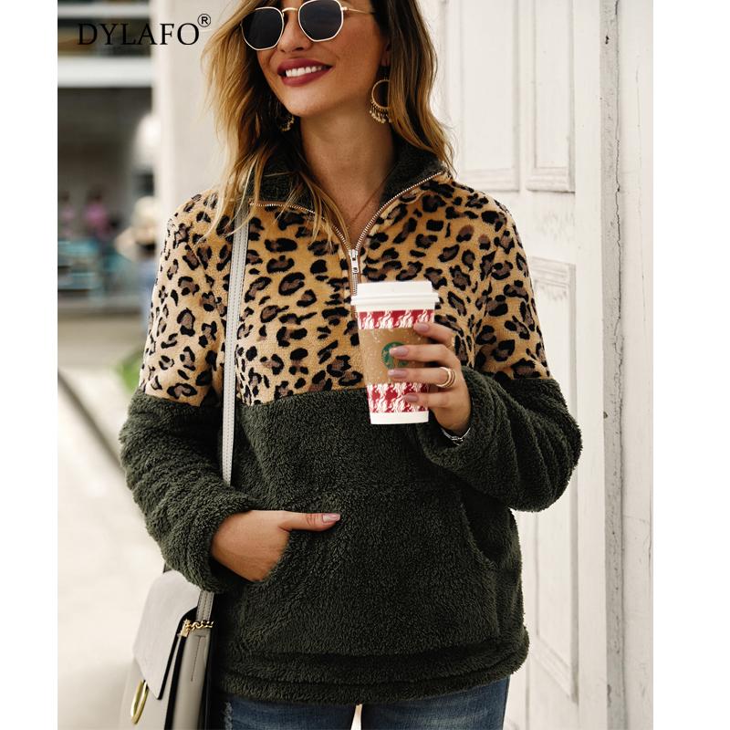 Изображение товара: 2020 Leopard Thick Wool Top Sweater Winter Print Long Sleeve Female Pullovers Casual Sweater Slim Female Sweaters