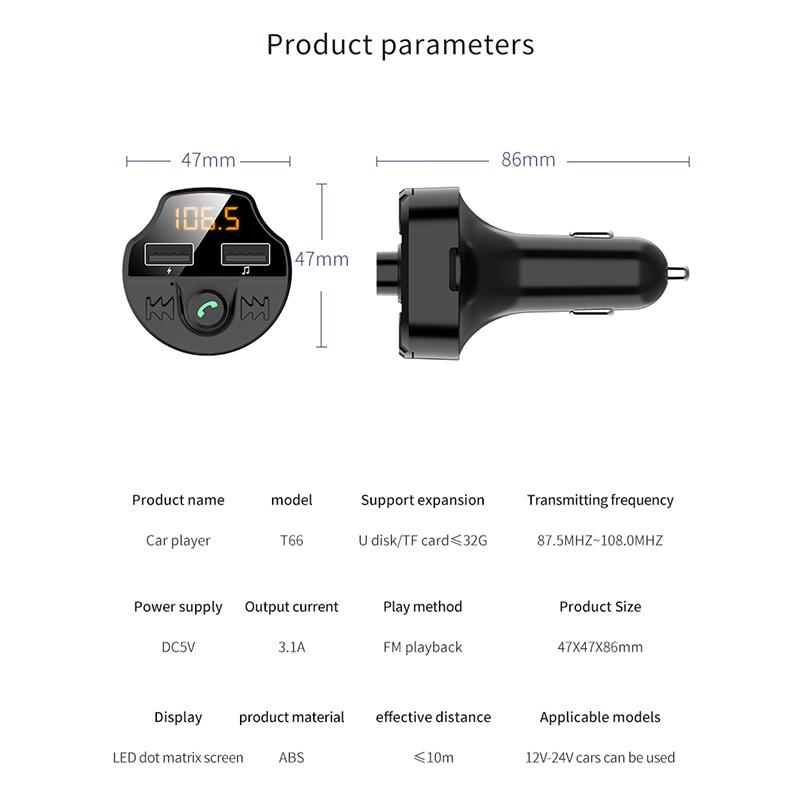 Изображение товара: Универсальный автомобильный Fm-передатчик Onever Bluetooth 5,0, Автомобильный MP3-плеер, модулятор, адаптер, TF-карта, Hands-Free, двойной USB смарт-чип