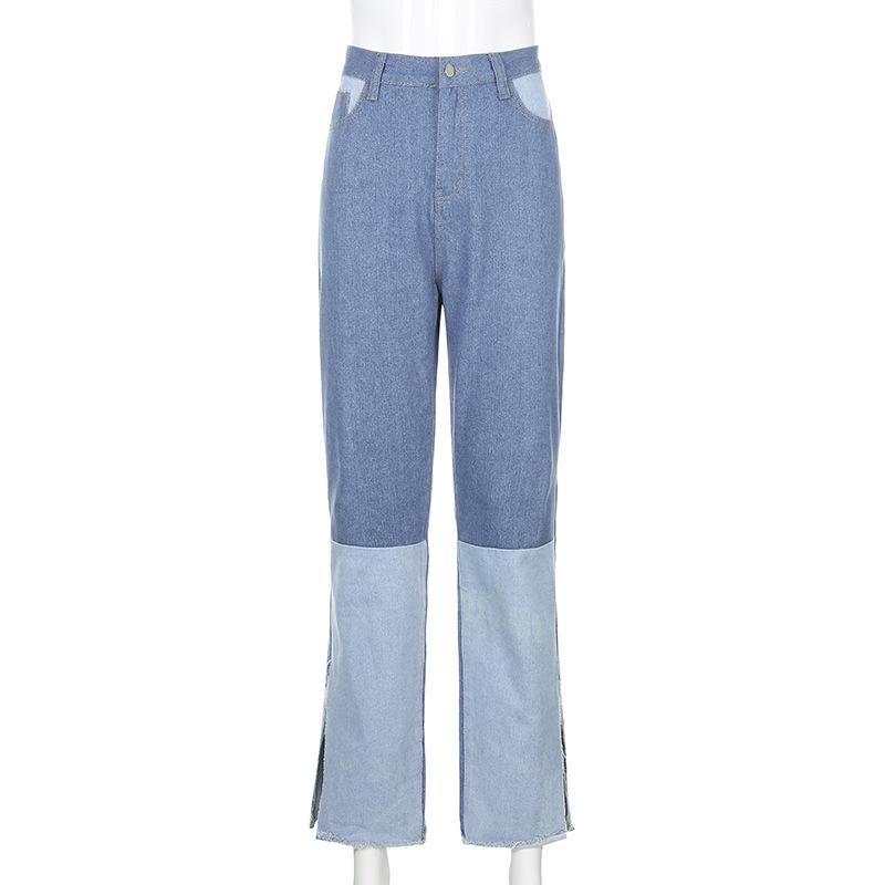 Изображение товара: Сезоны «вареный» в винтажном стиле; Модные джинсы для детей прямые брюки с высокой талией кнопки, свободные брюки джинсовые штаны для женщин Карманный ASPA81932