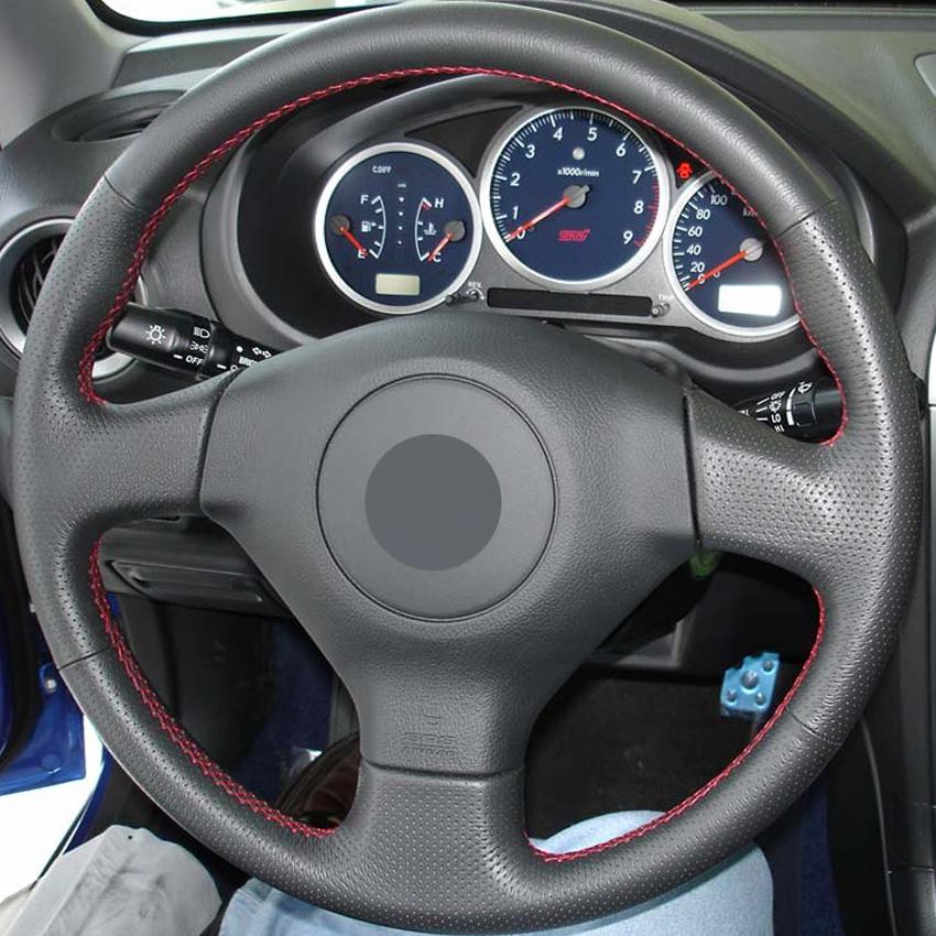 Изображение товара: Черная кожаная мужская прошитая вручную чехол рулевого колеса автомобиля для Subaru Legacy, автомобильные аксессуары, брелок для автомобиля Subaru 2004-2005