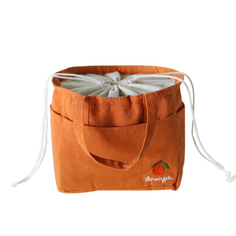 Изображение товара: Холщовая изоляционная сумка для ланча, ручная сумка на шнурке, портативная женская сумка для еды, для работы, школы, сумка-холодильник для пикника, маленькая сумочка