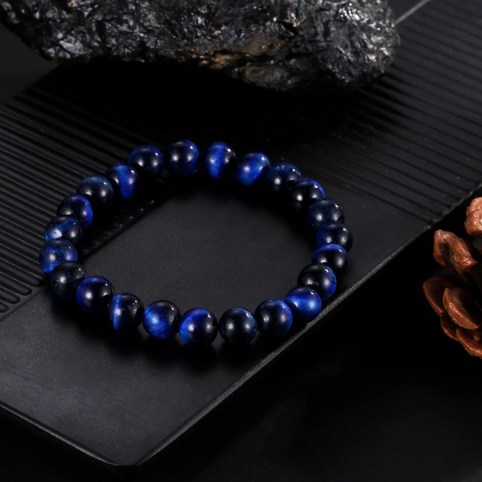 Изображение товара: Классный синий тигровый глаз камень 6 мм 8 мм 10 мм 12 мм простой браслет Будды Бусины Модный Эластичный браслет ювелирные изделия для женщин и мужчин