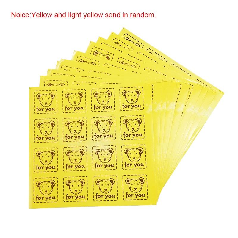 Изображение товара: 160 шт./лот квадратная желтая Нижняя головка медведя для вас, наклейка для упаковки тортов, герметичная этикетка