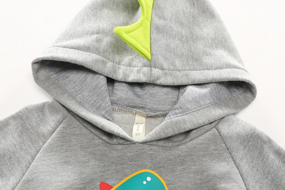 Изображение товара: Детский свитер с объемным рисунком динозавра осенний теплый свитер с капюшоном и длинными рукавами для маленьких мальчиков Новинка осени 2020
