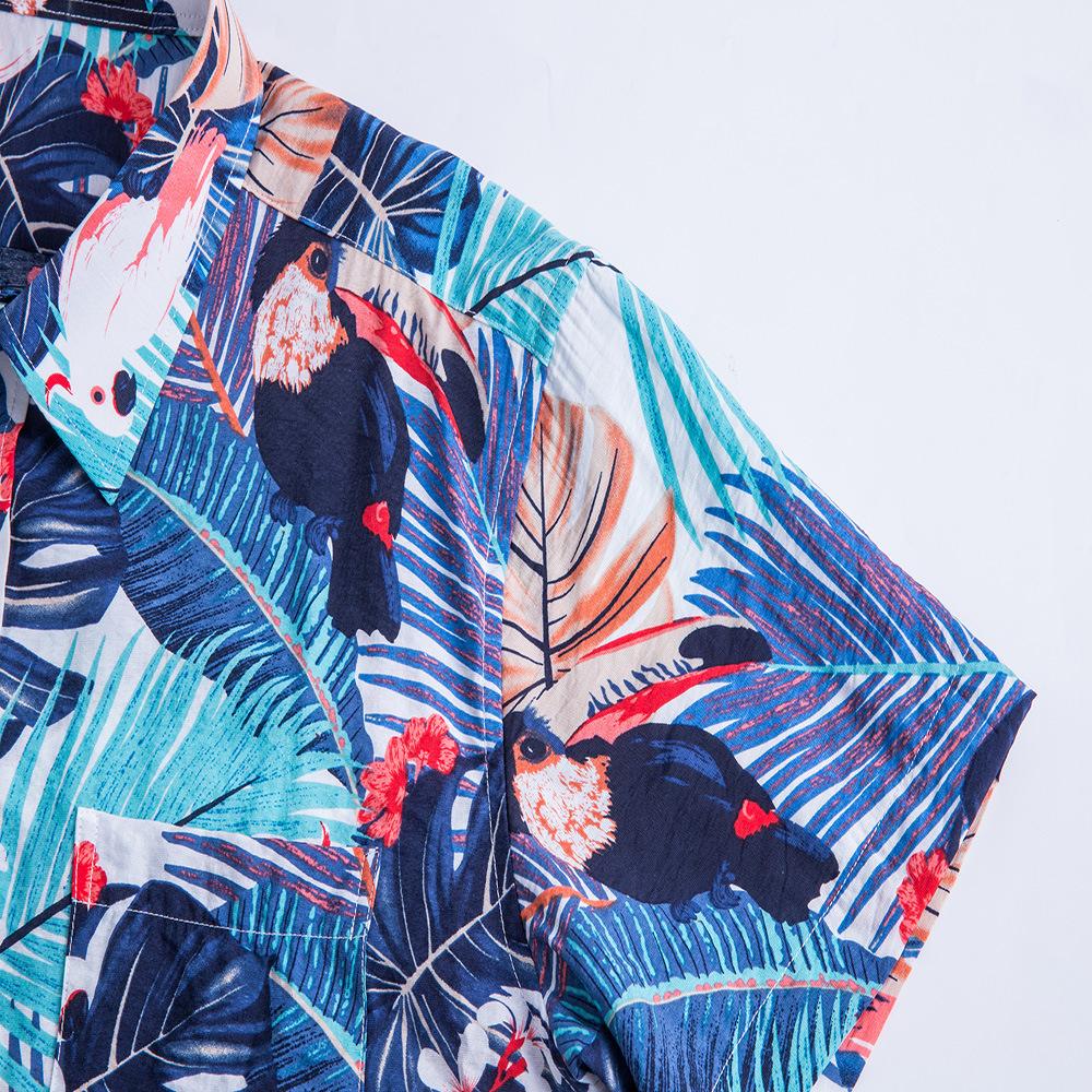 Изображение товара: Рубашка мужская с отложным воротником, гавайская уличная одежда, с коротким рукавом и цветочным принтом, лето