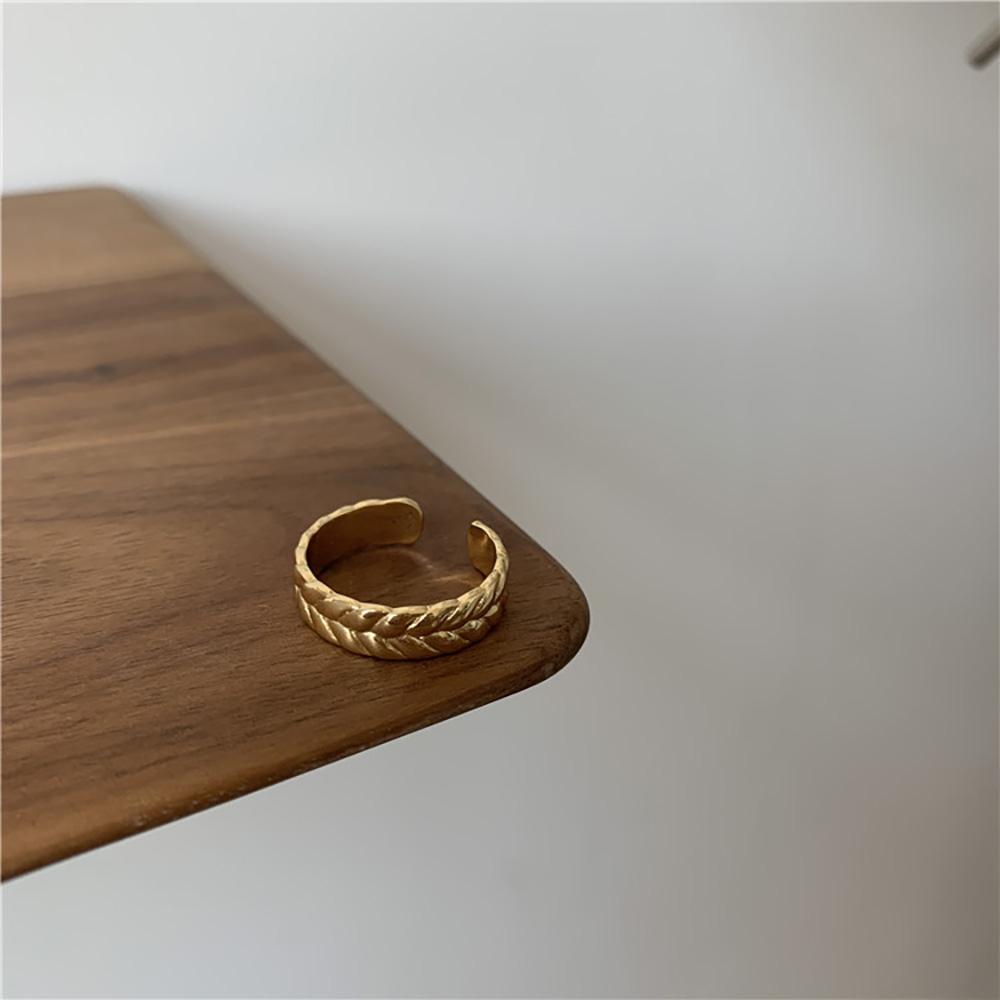 Изображение товара: Новые минималистичные Регулируемые кольца на палец с узлом из пшеницы для женщин витые золотые кольца с фотографией для девочек винтажные ювелирные изделия для женщин