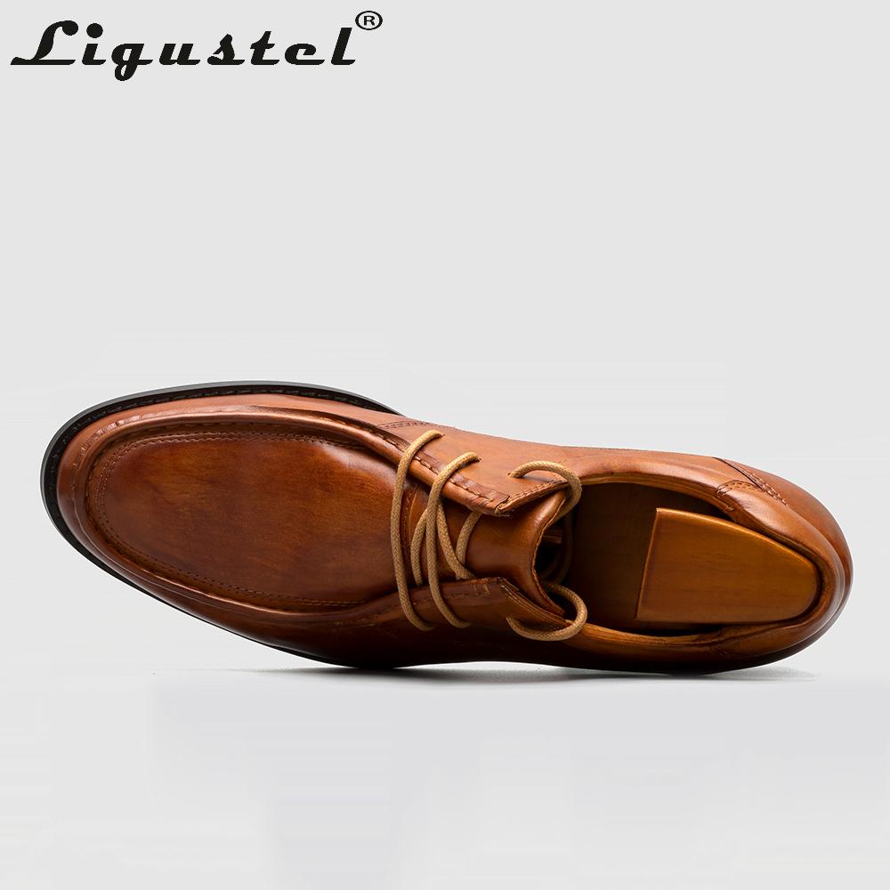 Изображение товара: Ligustel/Мужские модельные туфли; Туфли-оксфорды с красной подошвой; Итальянские дизайнерские мужские туфли из натуральной кожи на заказ; Цвет коричневый