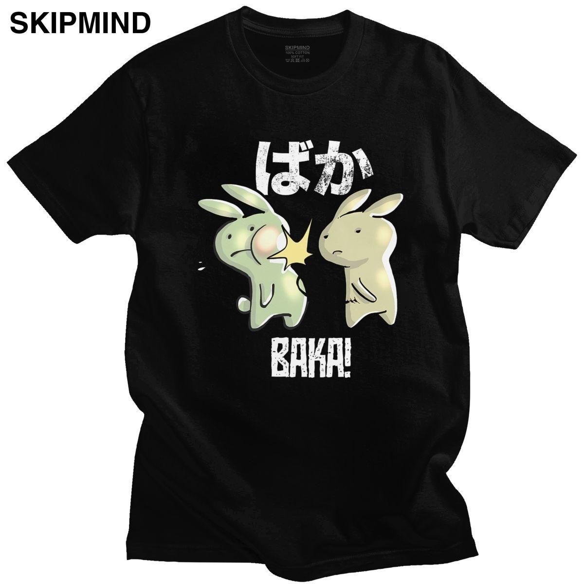 Изображение товара: Kawaii Anime Baka Rabbit Slap футболка мужская с коротким рукавом японская манга Повседневная футболка предварительно укороченная хлопковая Классическая футболка Топы подарок