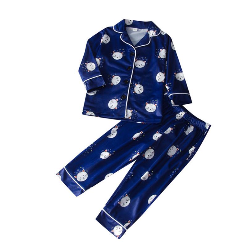 Изображение товара: Детские шелковые пижамы, детские осенние пижамы для девочек и мальчиков 2020, одежда для сна, ночная одежда для подростков