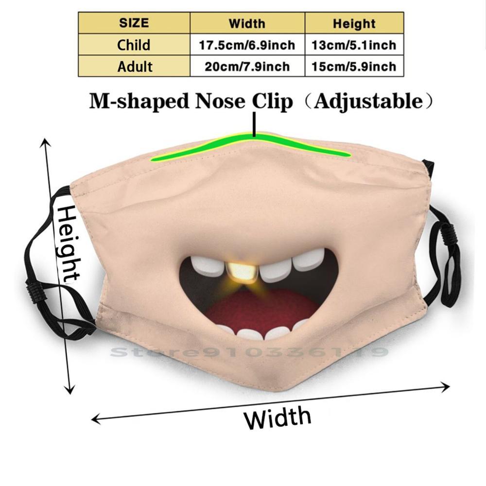 Изображение товара: Забавное лицо с золотым зубом дизайн Пылезащитный фильтр смываемая маска для лица Дети лицо гримаса рот едят Смешные забавные протезы