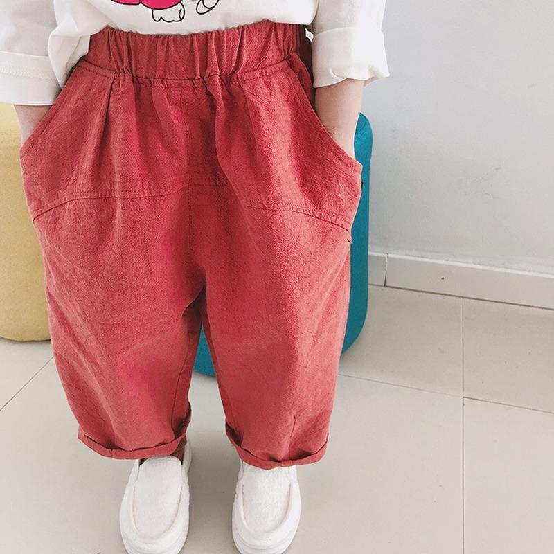 Изображение товара: Детские брюки в Корейском стиле, Новинка осени 2019, брюки для мальчиков, детские свободные повседневные брюки до щиколотки, однотонные модные брюки для мальчиков и девочек
