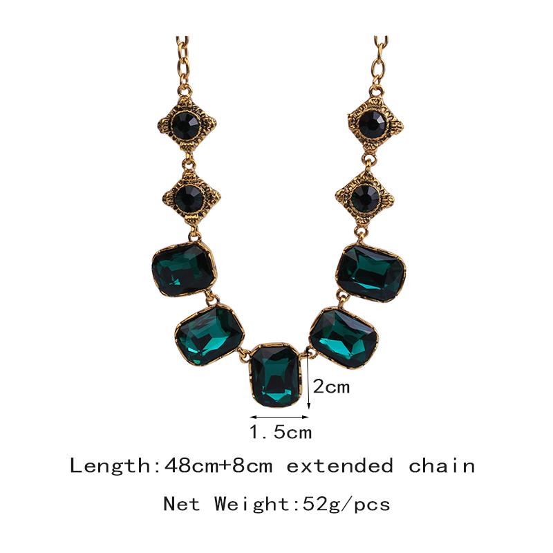 Изображение товара: Модные ожерелья YAMEGA с зелеными кристаллами, блестящая цепочка, золотые ювелирные изделия вечерние аксессуары для вечерних платьев, ожерелье-воротник для женщин и девушек