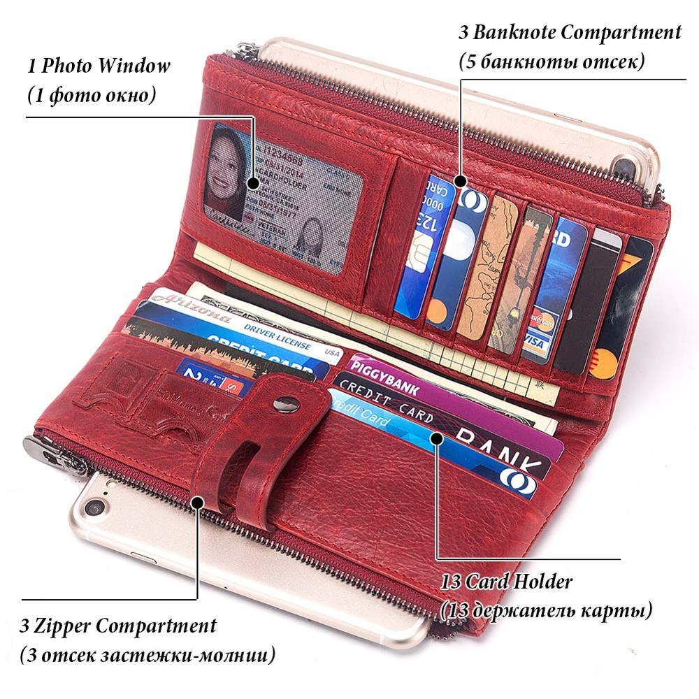 Изображение товара: Женский Длинный кошелек из коровьей кожи, Модный чехол для телефона, повседневный кошелек на молнии, Женский держатель для карт