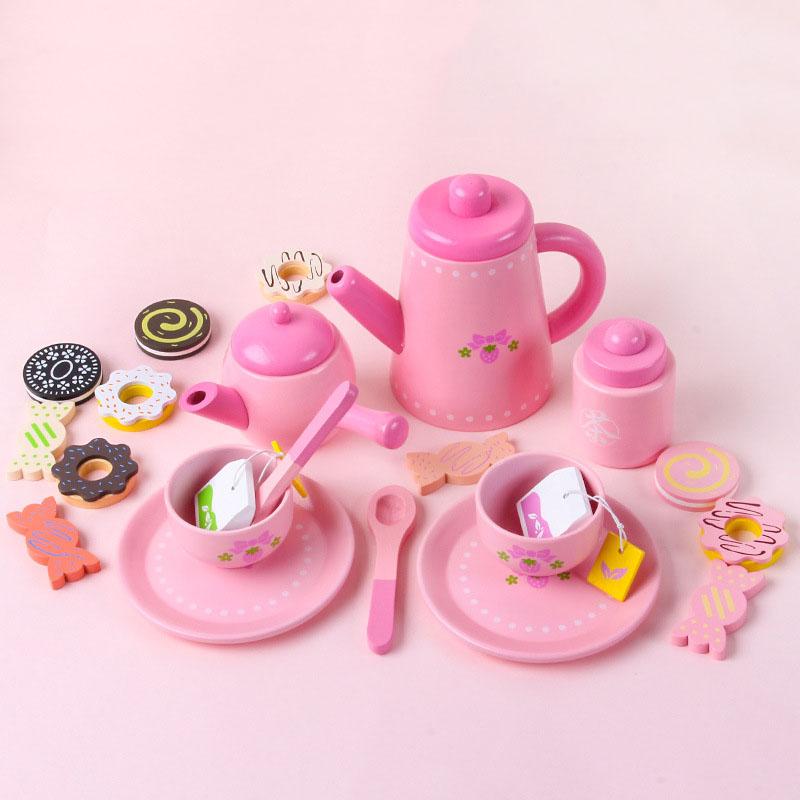 Изображение товара: Деревянный Детский кухонный имитирующий послеобеденный чай, большой горшок, чайный набор для девочки, кухонный игровой домик, игрушечный набор, игрушки для девочек, подарки