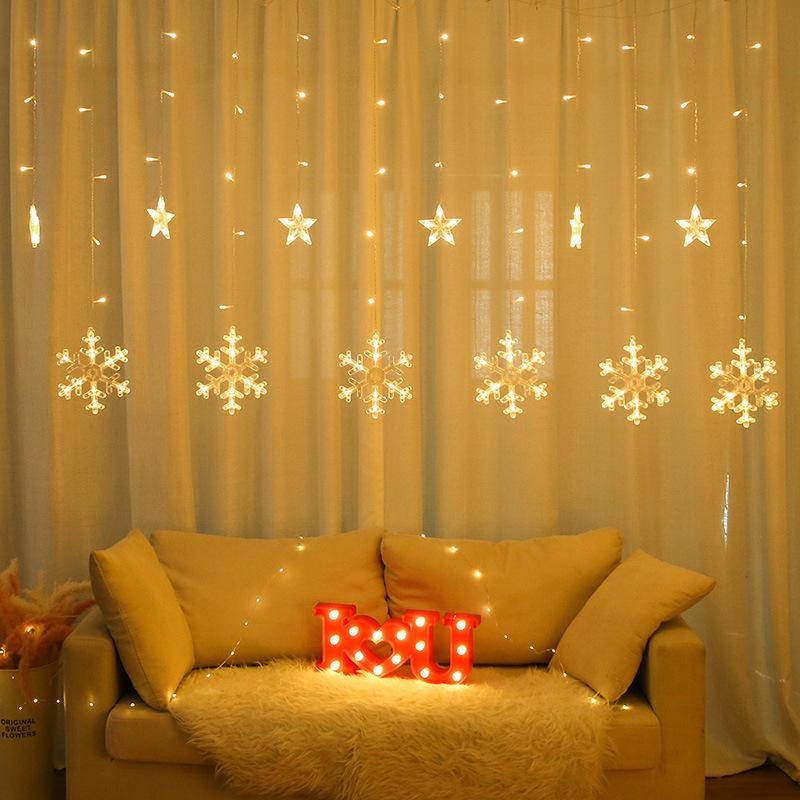 Изображение товара: Рождественские украшения, Снежная лампа, светодиодная гирлянда для занавесок, праздничная Декоративная гирлянда для свадебной комнаты, домашний декор