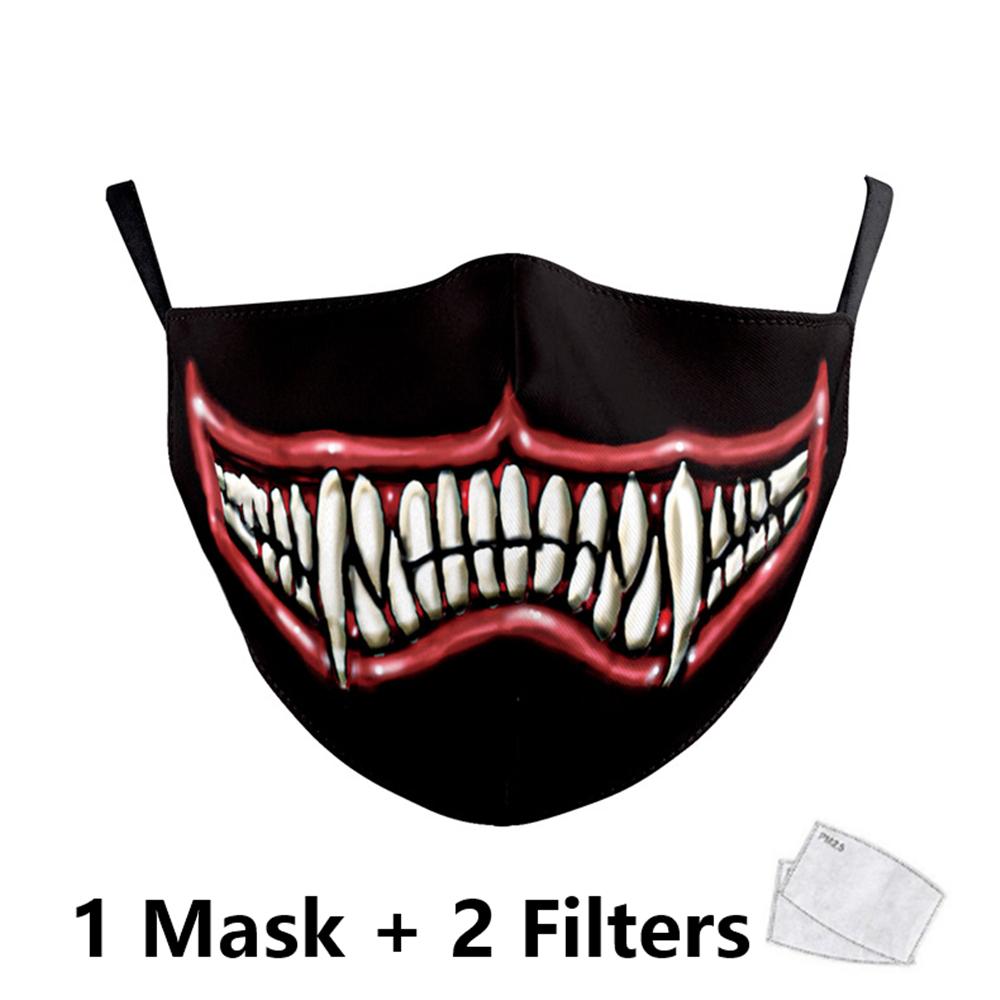 Изображение товара: Модная маска для лица с 3D принтом для взрослых, Пылезащитная ветрозащитная Тканевая маска для лица, моющаяся многоразовая маска для взрослых