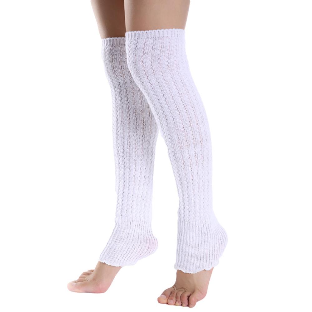 Изображение товара: Модные Женские однотонные вязаные гетры до колена; Плиссированные Длинные носки для йоги; Однотонные вязаные гетры; Забота о здоровье