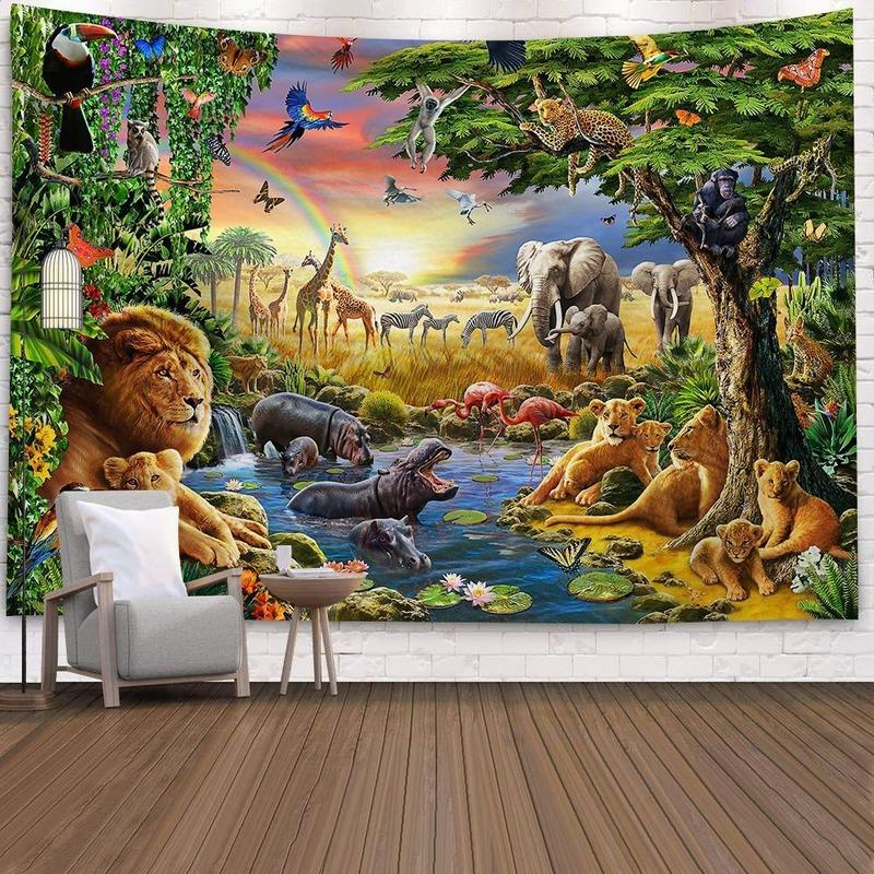 Изображение товара: Гобелен с изображением животного мира, декоративная фоновая ткань для спальни, украшение для дома, настенный гобелен 95*73 см