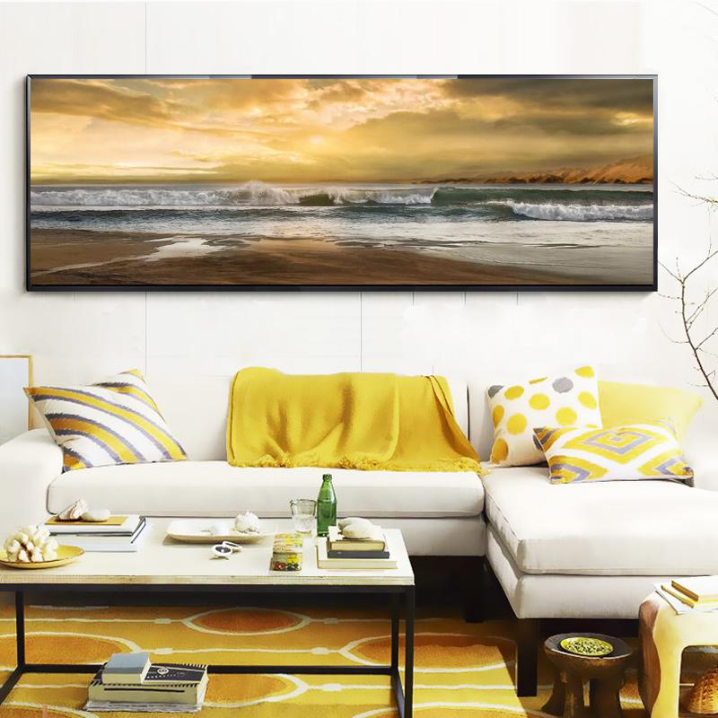 Изображение товара: Плакаты и принты с абстрактным пейзажем, на холсте, с волнами и изображением пляжа, для гостиной, для домашнего декора, без рамки