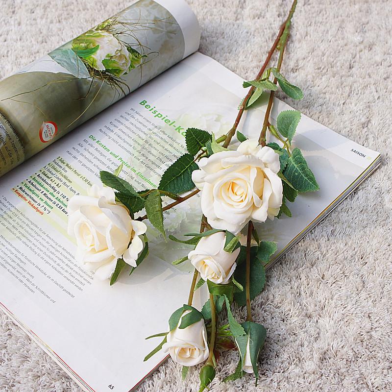 Изображение товара: Искусственные розы, 66 см, 2 вилки, 5 голов, ветки красных роз, большие искусственные шелковые цветы, белые Искусственные цветы для дома, свадьбы, осеннего декора