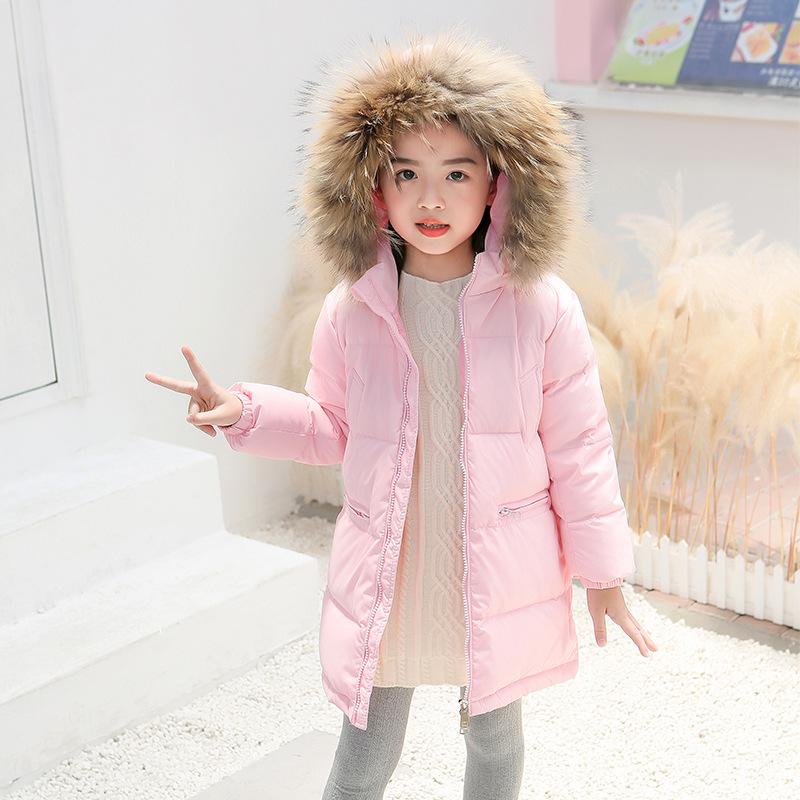 Изображение товара: Куртка детская зимняя, с большим меховым воротником, утепленная, длиной 2020 см, детские, средней
