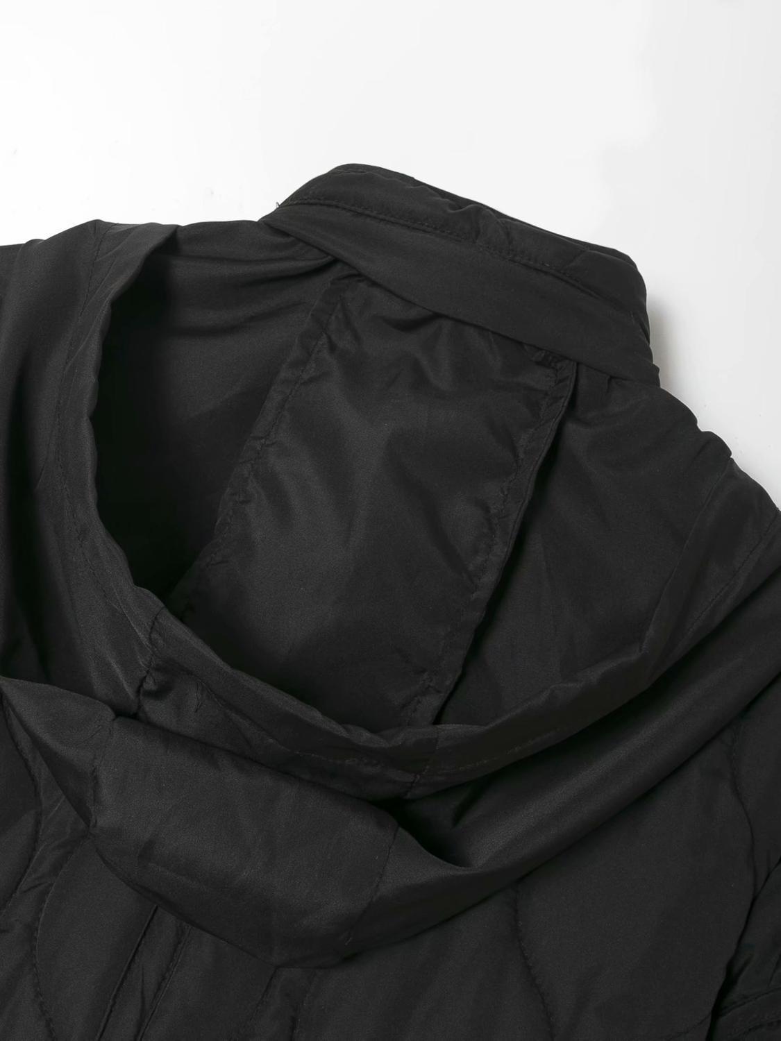 Изображение товара: Куртка женская оверсайз с капюшоном, однотонная тонкая хлопковая верхняя одежда с длинным рукавом, черная стеганая верхняя одежда, осень-зима 2020