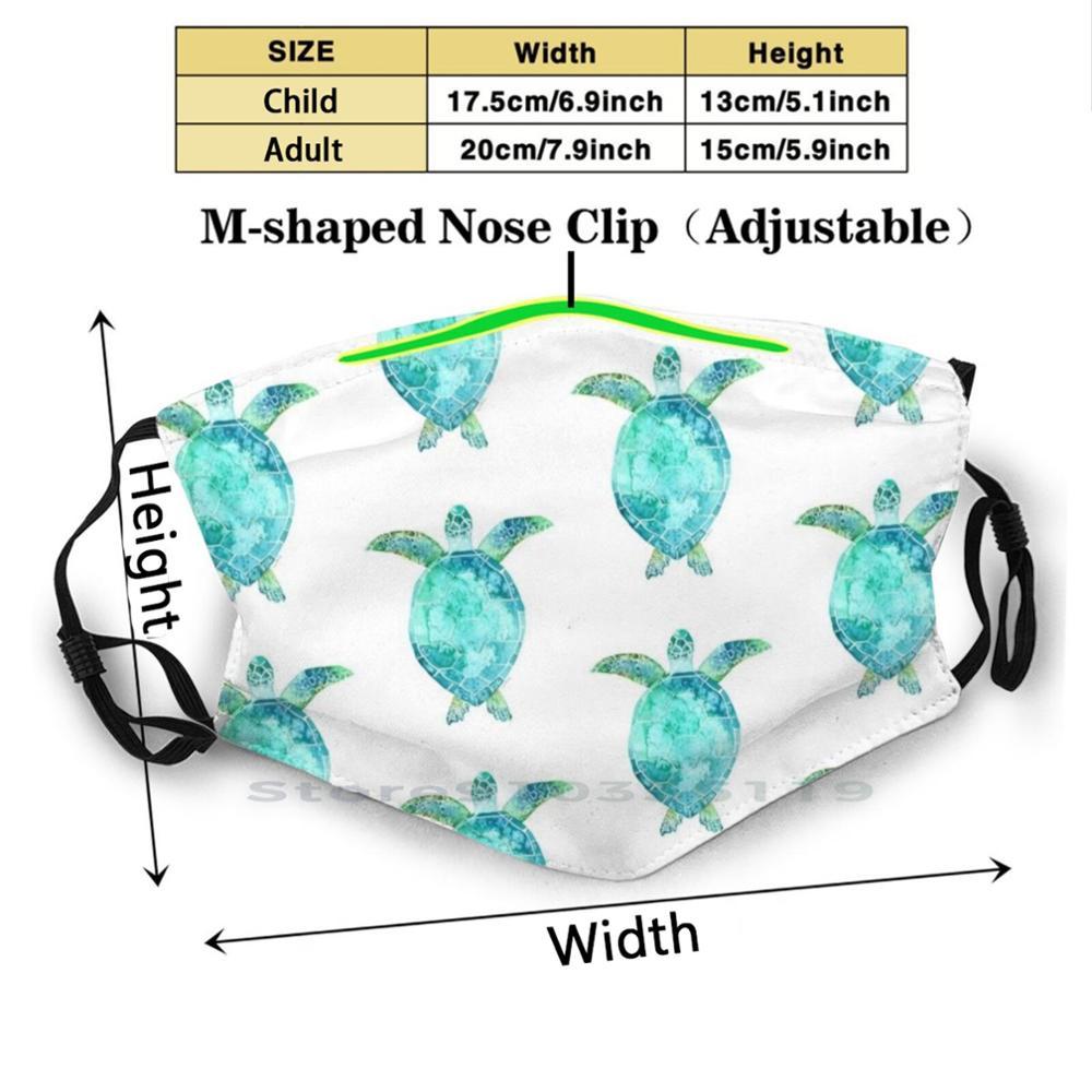 Изображение товара: Голубая черепаха, черепаха искусство, океан черепаха закручивание многоразовые рот маска для лица с фильтрами детская картина с морской черепахой черепаха Искусство Синий