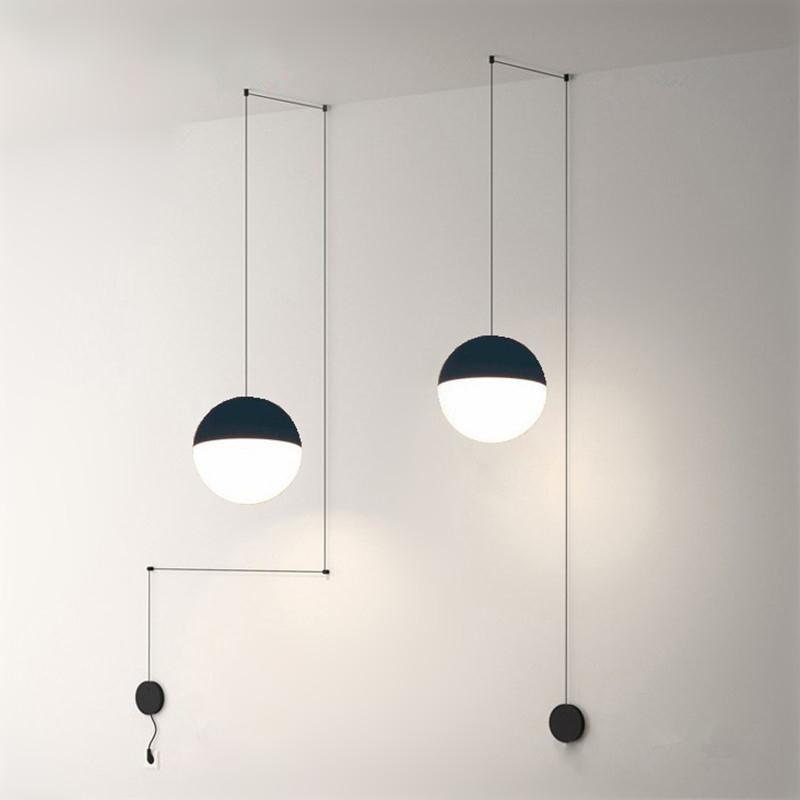 Изображение товара: Светодиодная подвесная люстра в стиле пост-модерн, светильник в форме стеклянного шара, геометрический дизайн, лампа для спальни, прикроватный светильник