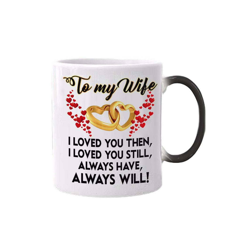 Изображение товара: 350 мл кофейная кружка меняющая цвет кружка керамическая чашка подарок на день святого Валентина для жены, мужа, влюбленных кофе и чая