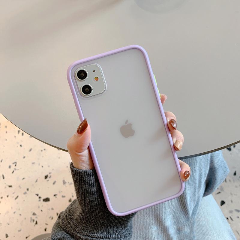 Изображение товара: Простой цветной Матовый Бампер, прозрачный чехол для телефона iPhone 11 12 Pro Max Mini X Xs Max Xr 7 8 Plus SE2020, Простой Противоударный