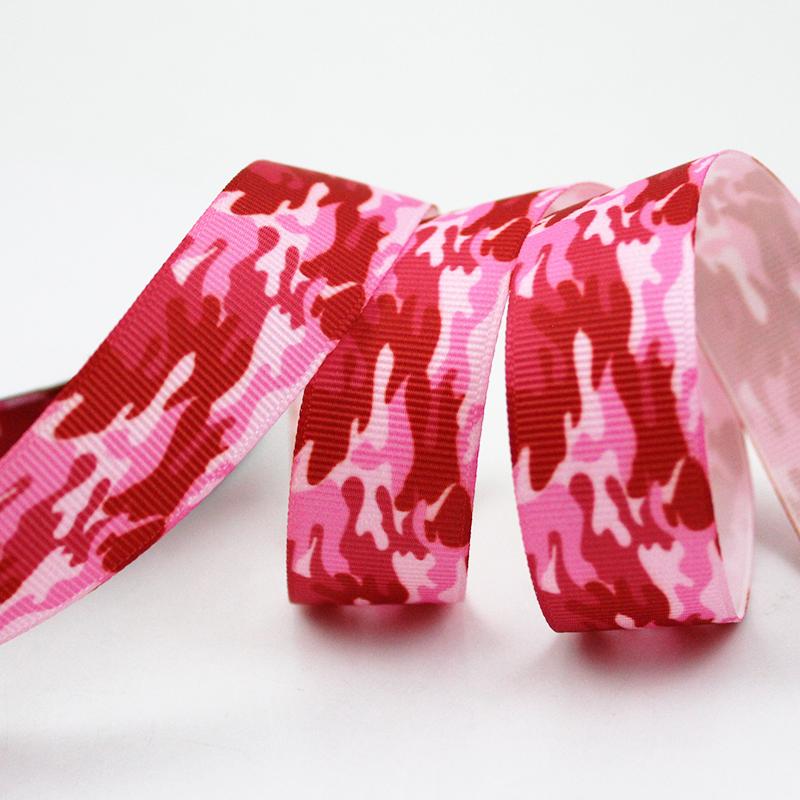 Изображение товара: Розовый камуфляж печатная корсажная лента 16-75 мм DIY материалы ручной работы, свадебные аксессуары для волос, подарочная упаковка лента, тесьма