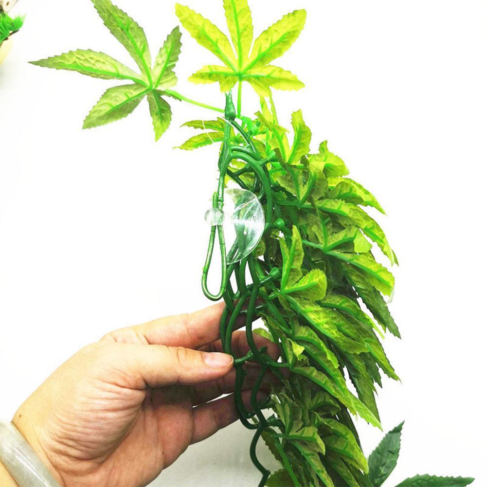 Изображение товара: Имитация зеленых подвесных листьев для аквариума кормушка для рептилий коробка Декор