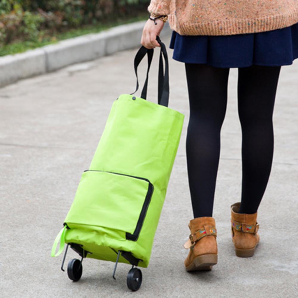 Изображение товара: Складная сумка для покупок, портативная продуктовая сумка, рыночная тележка с вытяжным колесом, складная тележка, тележка, сумка для покупок