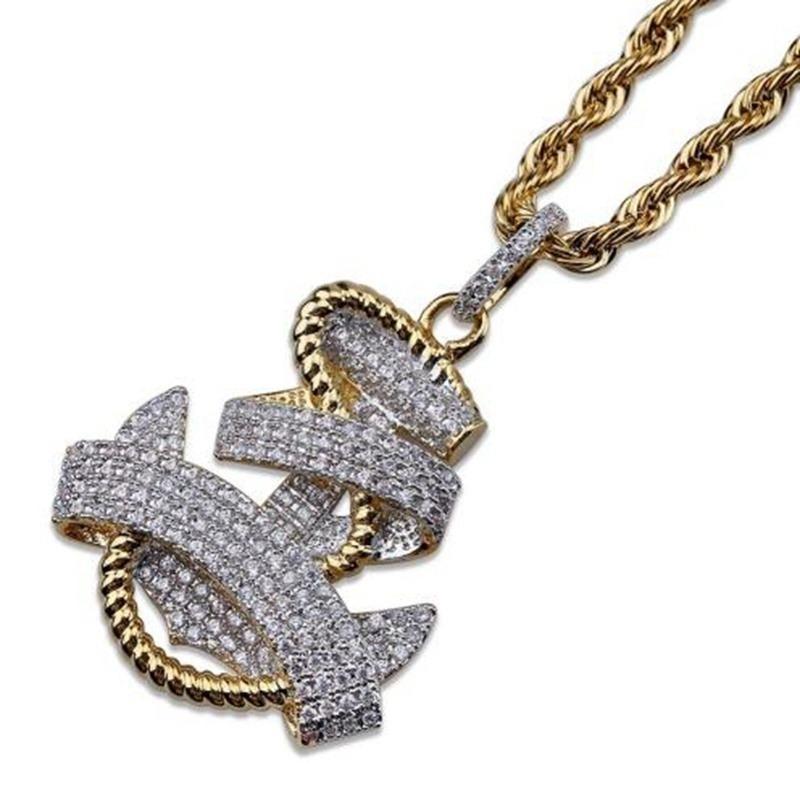 Изображение товара: Модное индивидуальное блестящее ожерелье с подвеской в виде якоря из фианита для мужчин, трендовая бижутерия в стиле хип-хоп