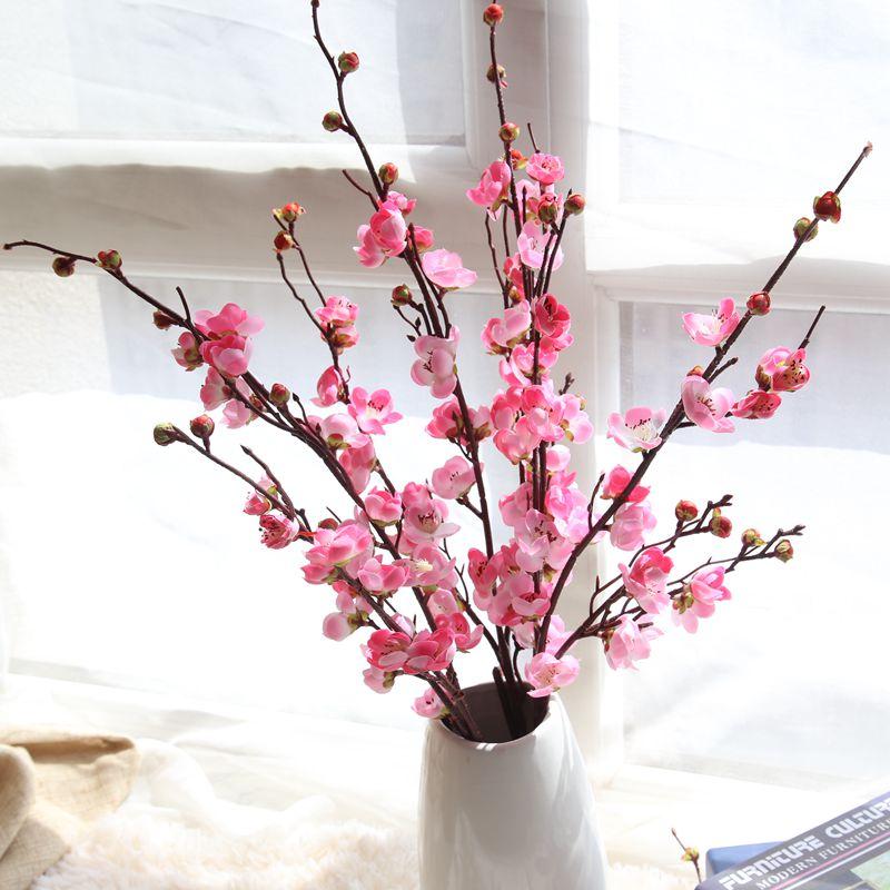 Изображение товара: DIY шелковые искусственные цветы цветение сливы цветочные искусственные цветы Свадебный букет для дома декоративный букет Искусственный цветок