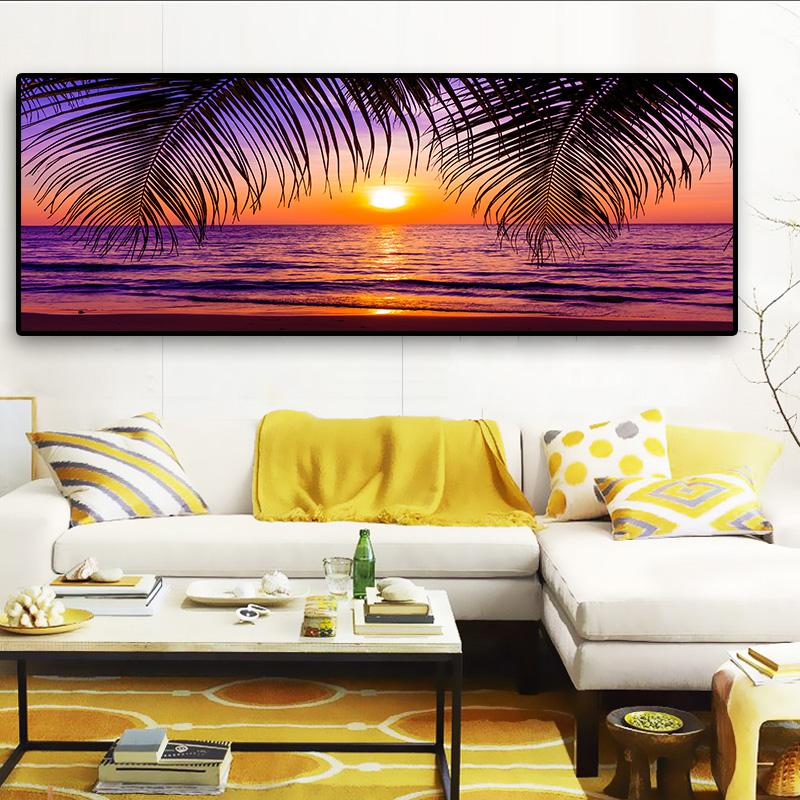 Изображение товара: Природные загары пляж Кокосовая пальма панорама пейзаж Картина на холсте постеры и принты настенные картины для декора гостиной