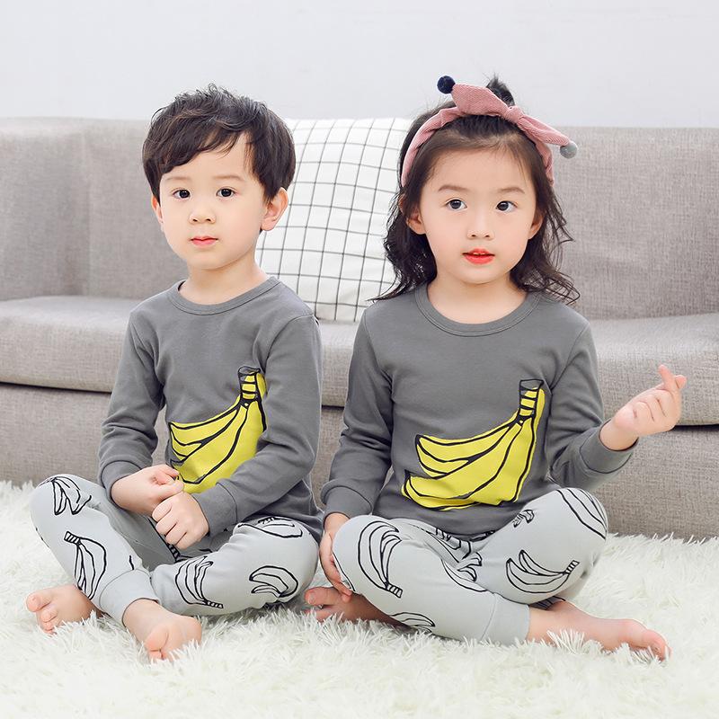 Изображение товара: Детские пижамные комплекты, детские пижамы из 2 предметов с длинным рукавом, Мультяшные пижамы для мальчиков и девочек, детская одежда для сна