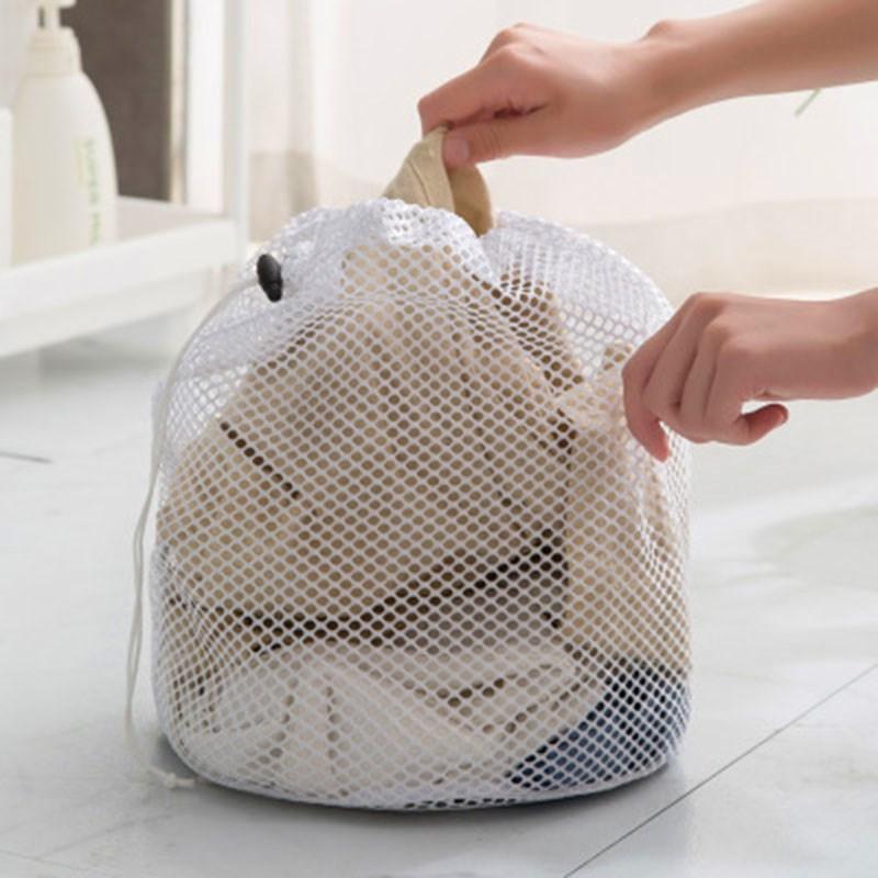 Изображение товара: Уплотненная сумка для стирки на шнурке с большой емкостью для грязной одежды, простыня для белья, бюстгальтер, сетчатые сумки для стиральной машины