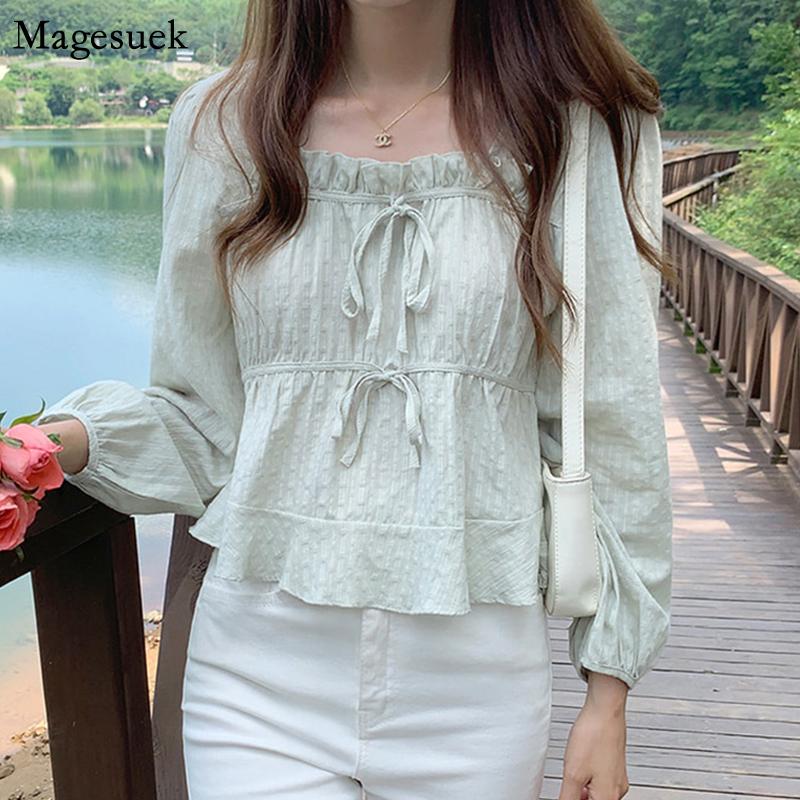 Изображение товара: Винтажная рубашка в стиле Харадзюку с вышивкой, белые блузки, женские повседневные, с длинным рукавом, из льна, размера плюс, женская блузка, 11700