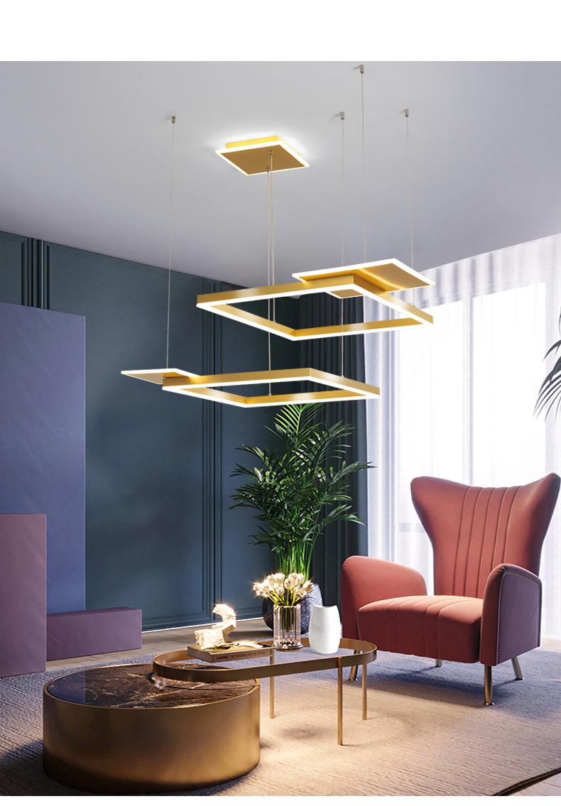 Изображение товара: Креативная люстра, современный минималистичный светильник для гостиной, спальни, столовой, Скандинавская индивидуальная лампа, роскошное квадратное освещение
