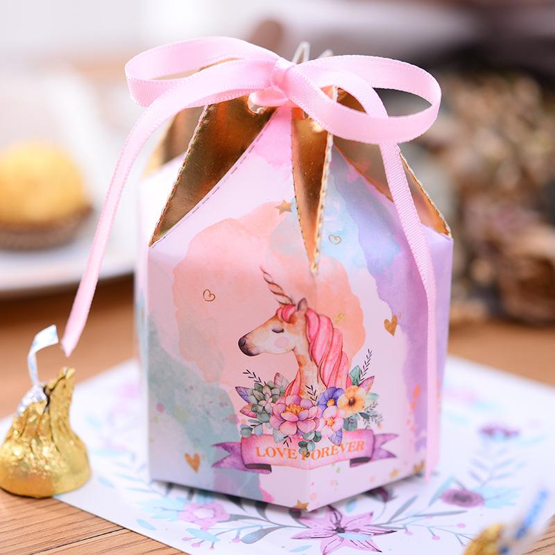 Изображение товара: 10 шт. креативная шестиугольная чашка форма милая коробка для сладостей Подарочная коробка на свадьбу детский душ день рождения любимая картонная коробка поставки