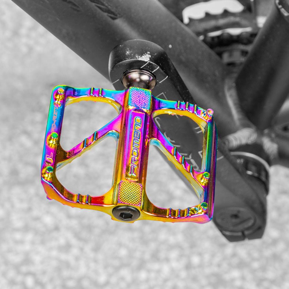 Изображение товара: 1 пара педалей для горного велосипеда, из алюминиевого сплава, Нескользящие, 3 подшипника, платформа для велосипеда, складные Плоские Педали для шоссейного горного велосипеда, горного велосипеда