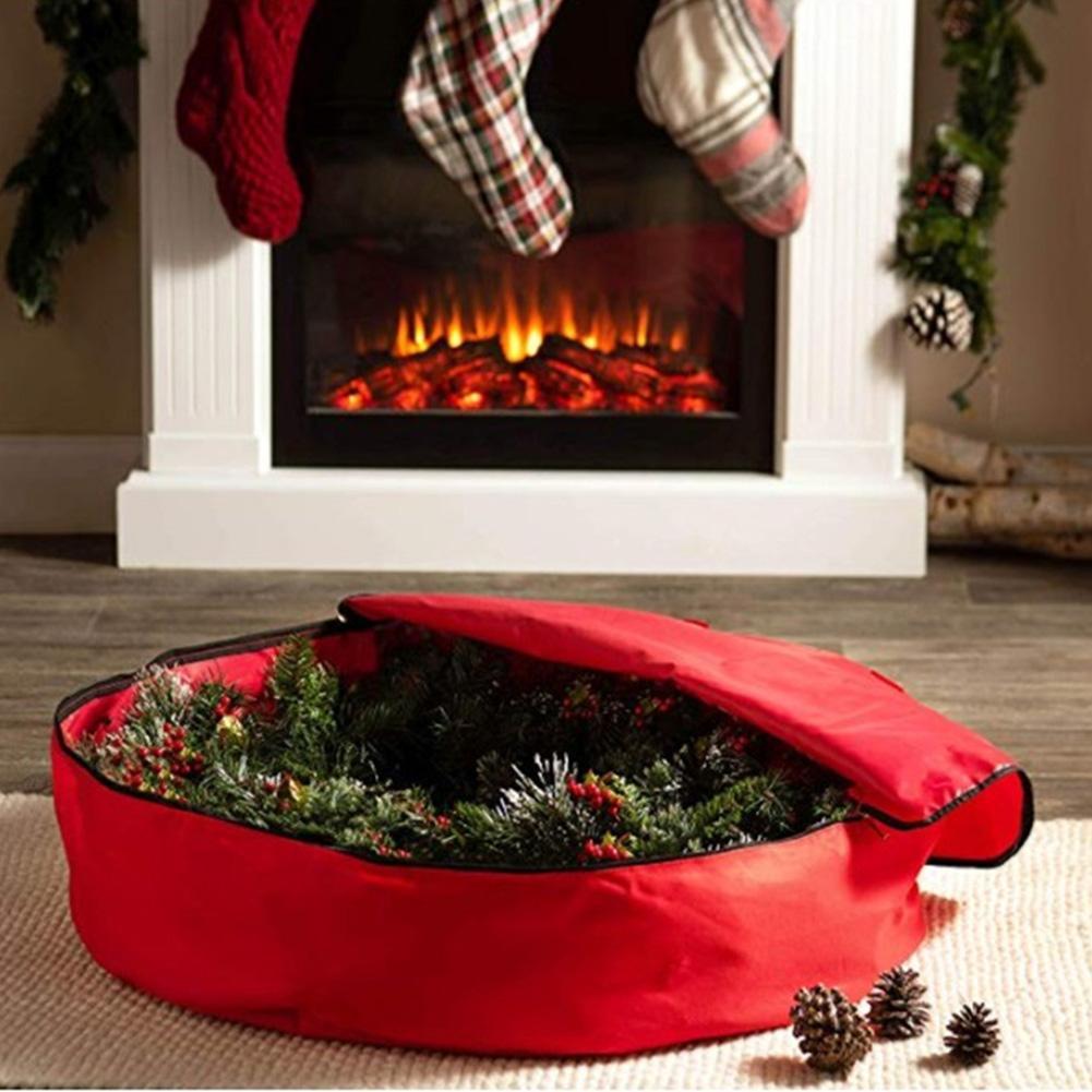 Изображение товара: Рождественский подарок, декоративная сумка для хранения, 600D ткань Оксфорд, водонепроницаемая Пыленепроницаемая Рождественская сумка для хранения колокольчиков, венков, вместительные сумки для хранения