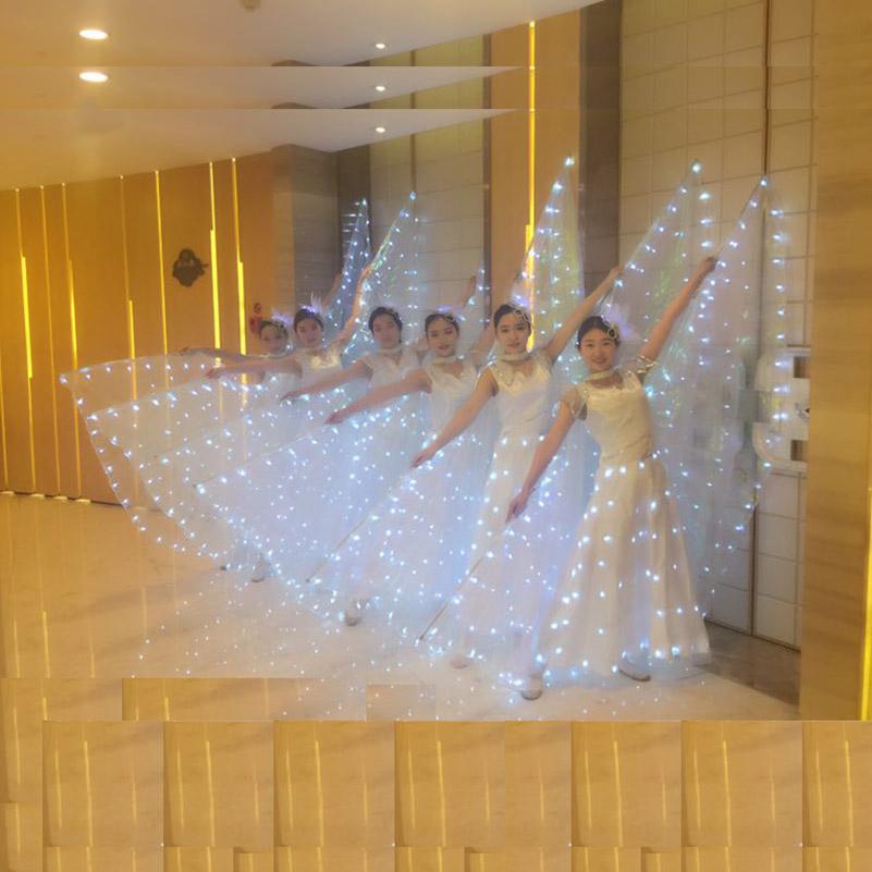 Изображение товара: Флуоресцентная танцевальная накидка в виде крыла бабочки для взрослых, танцевальный костюм со светодиодной подсветкой, костюм для танца живота
