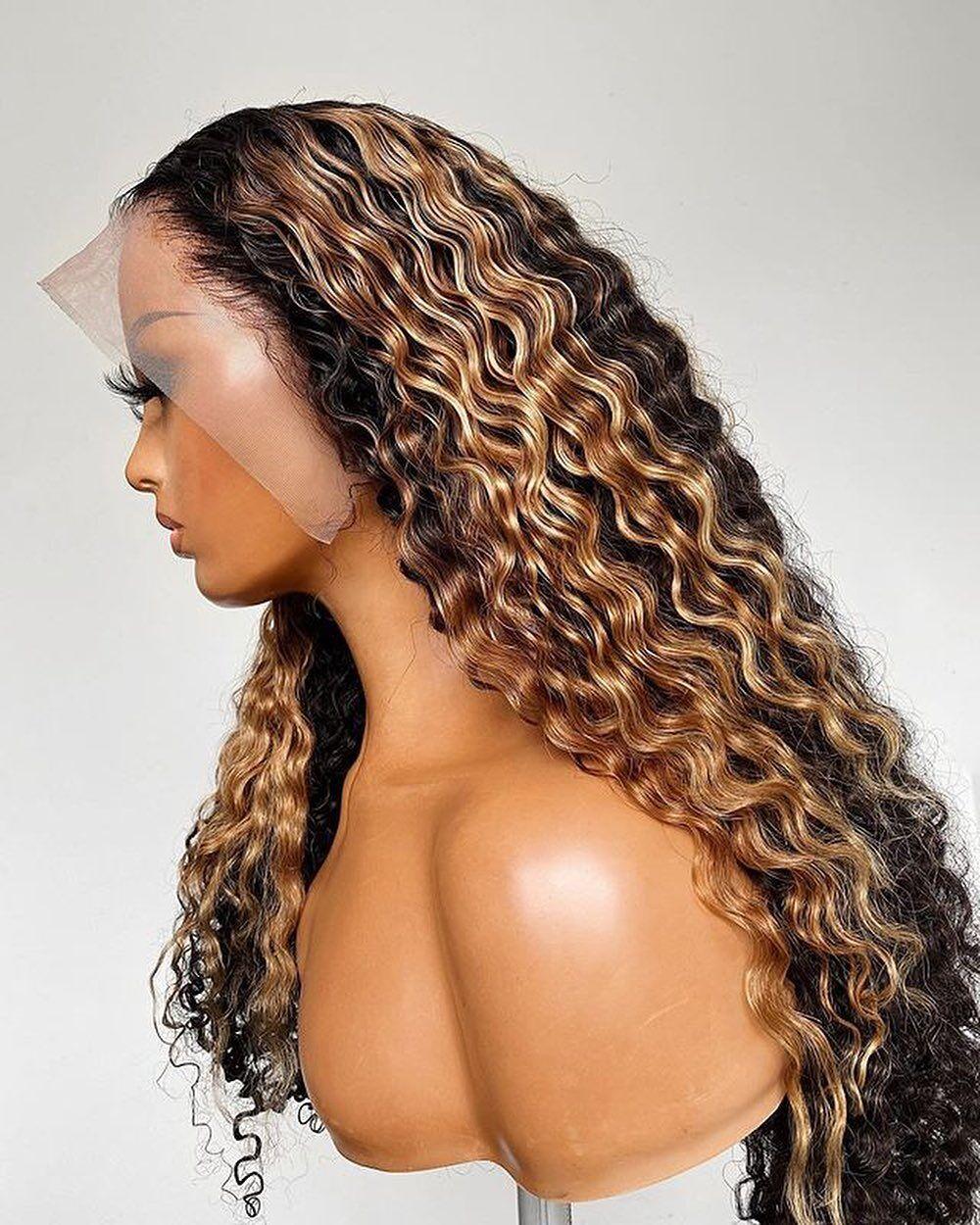 Изображение товара: JayMay яркий парик, медовый блонд, кружевной передний парик, предварительно выщипанные Омбре человеческие волосы, парики для черных женщин, водная волна, фронтальные парики