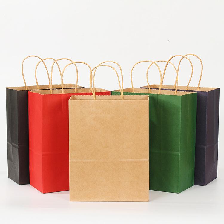 Изображение товара: 10 шт многоцветная бумажная сумка с ручками 21x15x8 см DIY многофункциональная праздничная подарочная сумка свадебный подарок крафт-бумажные пакеты