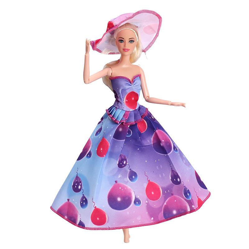 Изображение товара: 4 стиля платьев для Барби, большие юбки, важные вечерние группы, Дамский стиль с шапками для куклы Барби, одежда для аксессуаров